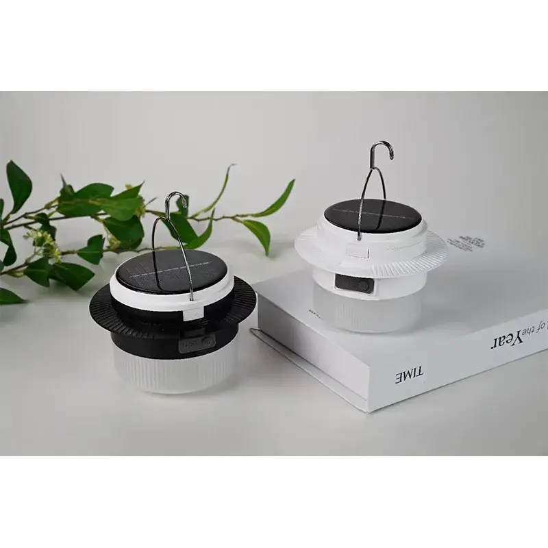 Bóng đèn LED năng lượng mặt trời 50W với chip LED độ sáng cao và thiết kế đỉnh phẳng cho kho bãi, cắm trại và chợ đêm