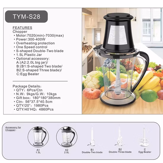 Máy xay thực phẩm điện chống quá nhiệt cho rau củ và thịt, đảm bảo an toàn