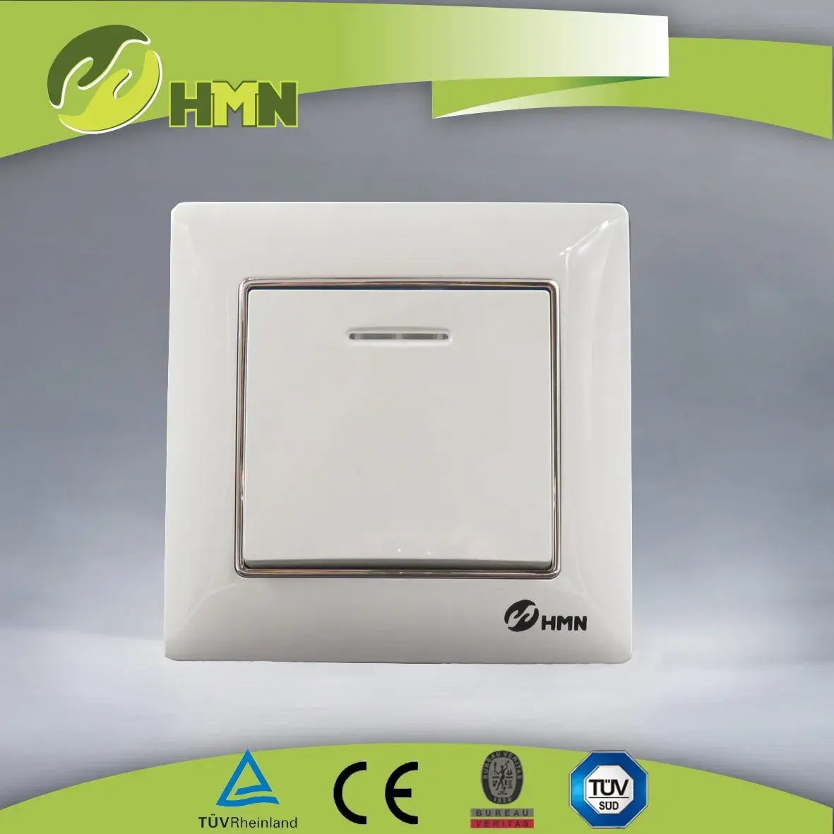 Bảng màu sắc 2 Công tắc tường bạc với đèn LED theo Tiêu chuẩn EU CE/TUV/CB
