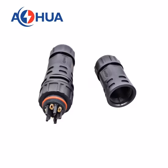 Đầu nối cáp Aohua M25 loại cố định bằng vít, chống nước IP68 300V nam điện 25A đến nữ dây nguồn