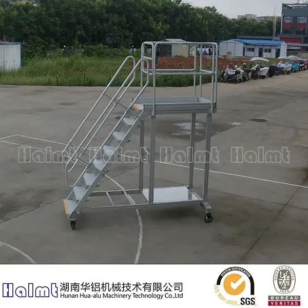 Thang nhôm thẳng một bước cấp có cổng an toàn
