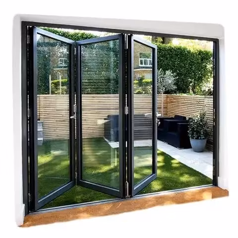 Cửa nhôm cách nhiệt hai lớp trượt và gấp cho sân vườn