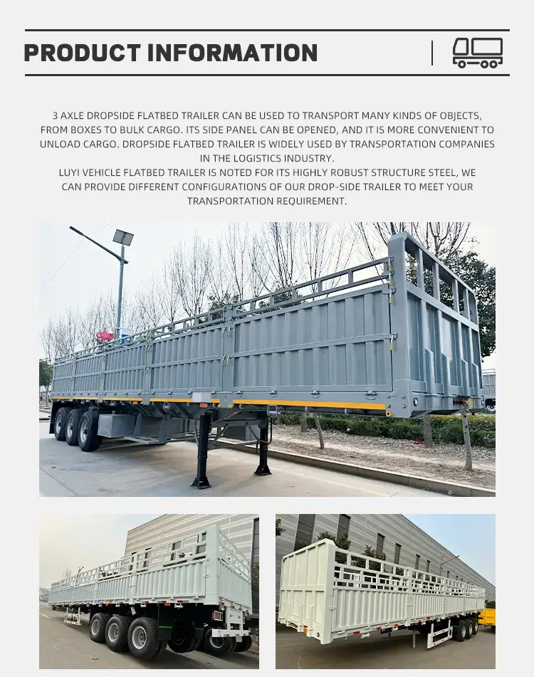 Rơ moóc 40FT thấp chất lượng cao với tường bên cho vận chuyển hàng hóa hình ảnh 13-description