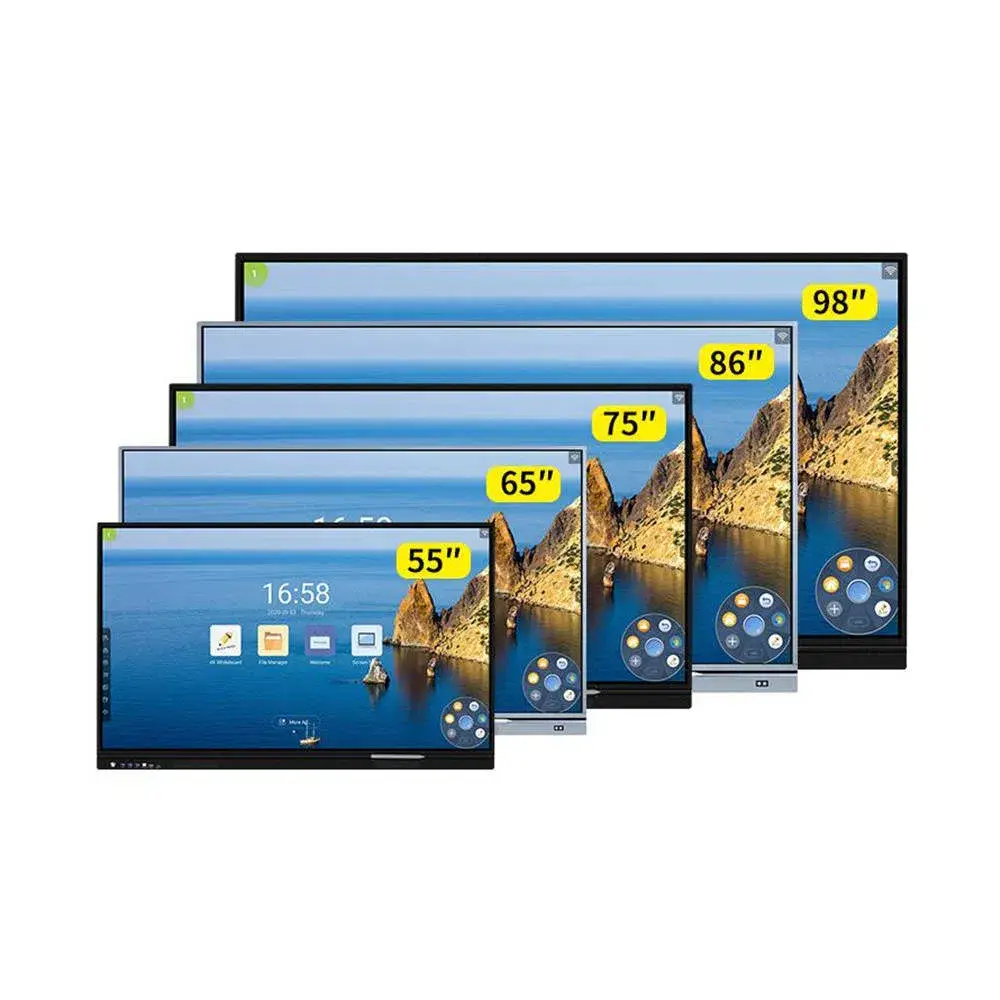 Bảng tương tác phẳng kỹ thuật số thông minh 65, 75, 86, 100 inch cho môi trường học tại Trung Quốc