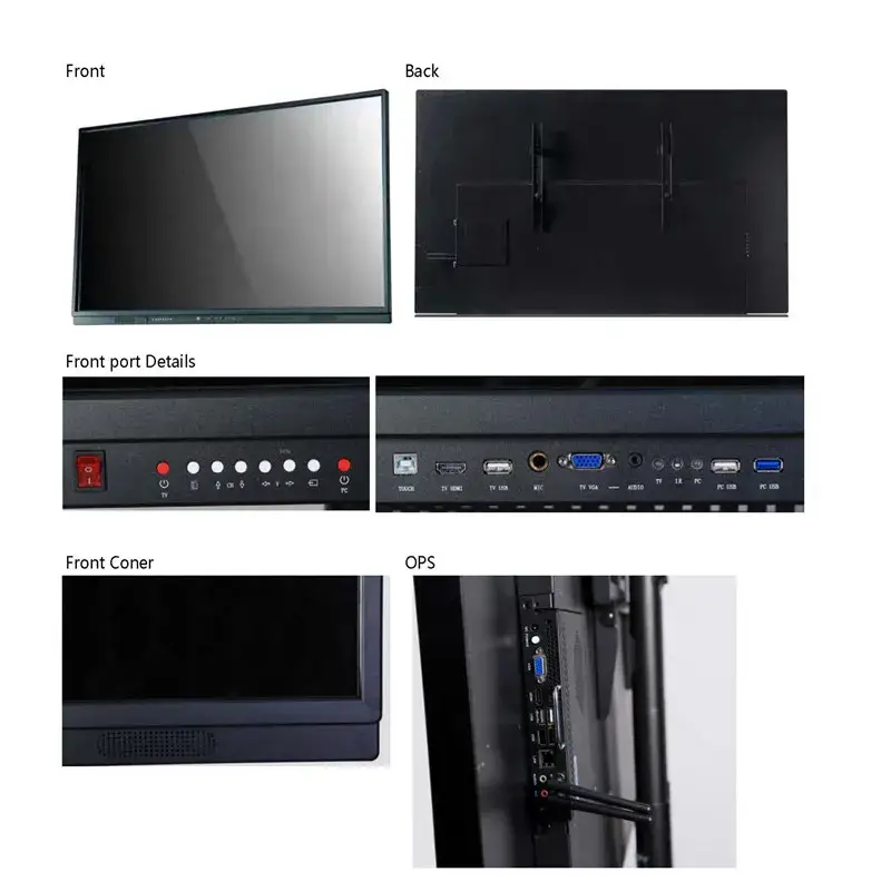 Bảng tương tác phẳng kỹ thuật số thông minh 65, 75, 86, 100 inch cho môi trường học tại Trung Quốc hình ảnh 14-description