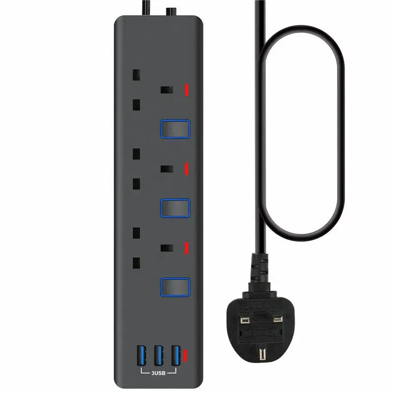 Phích cắm UK 3USB mở rộng dây kéo đen trắng từ Malaysia: 3 cách tiện lợi