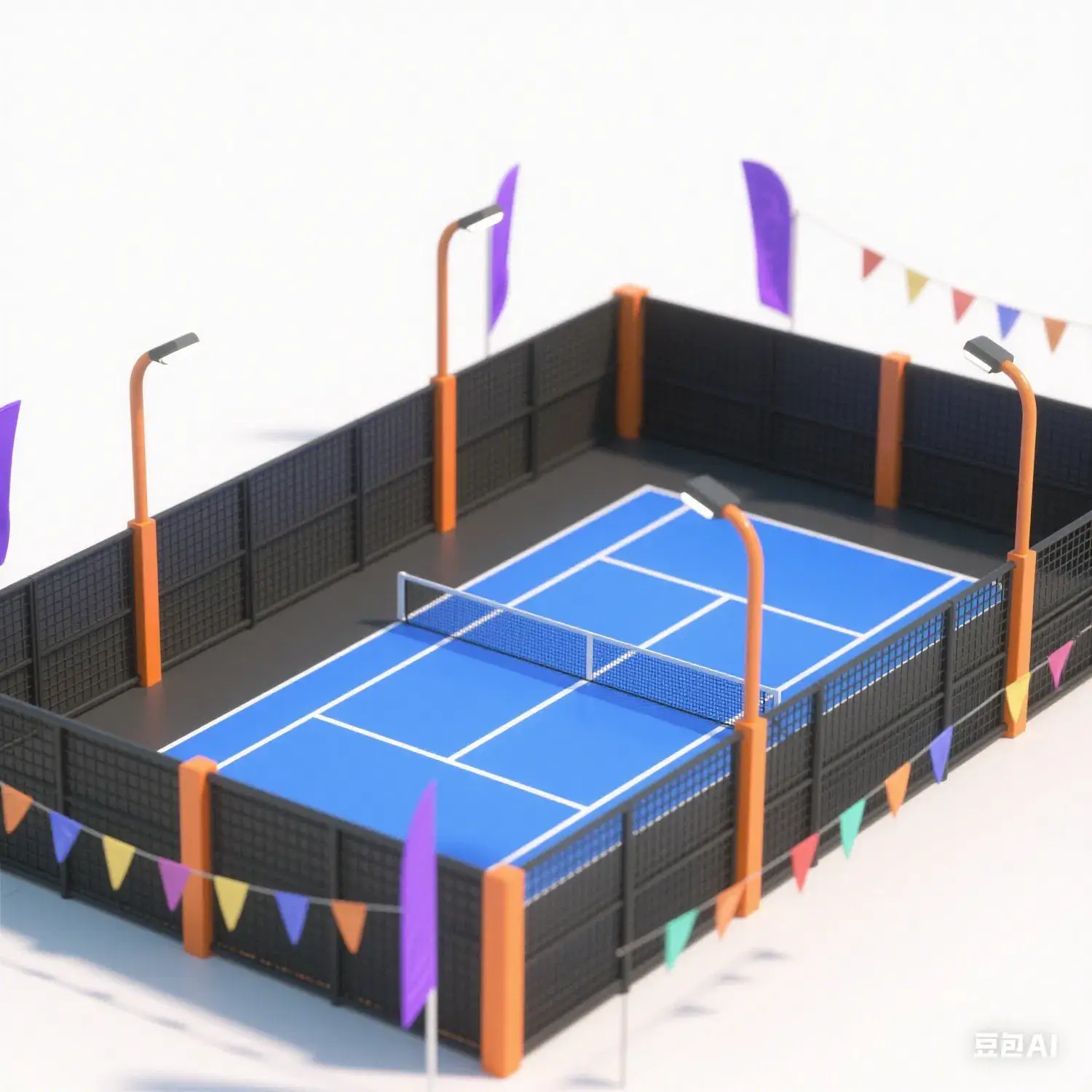 Sân tennis nhân tạo chất lượng cao với độ đàn hồi và khả năng hấp thụ sốc tốt, đảm bảo an toàn cho người chơi