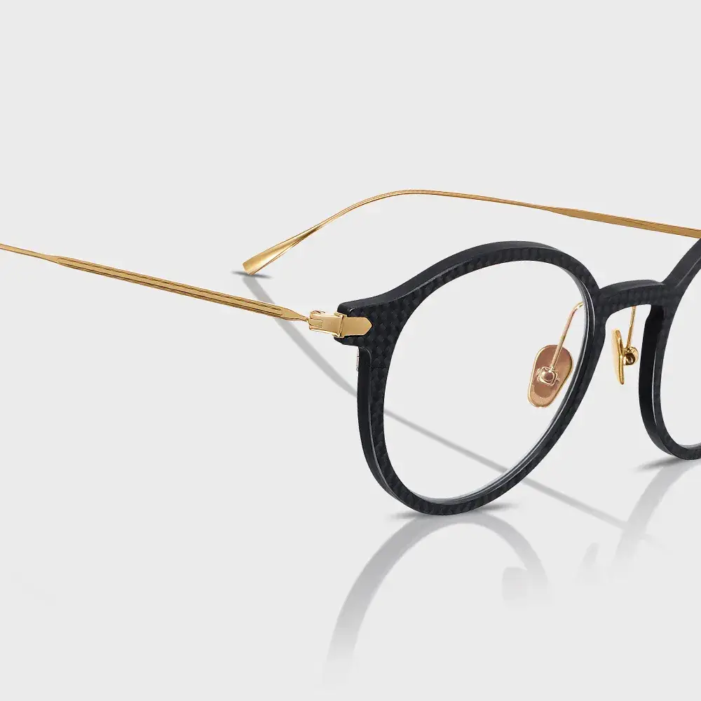 Kính mắt hình tròn unisex được thiết kế tùy chỉnh từ chất liệu carbon fiber vải titanium cao cấp của Yeetian