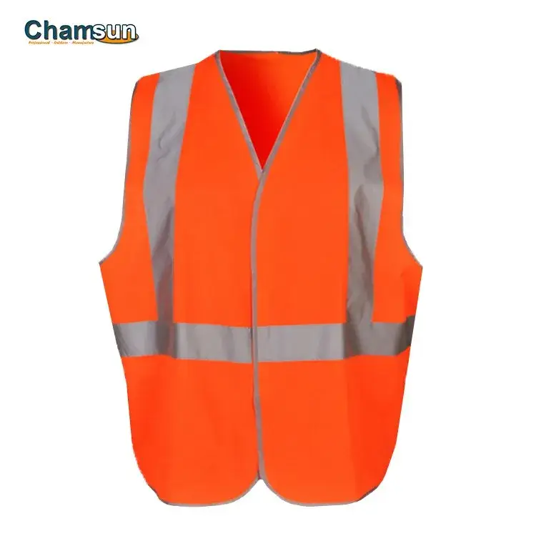 Áo phản quang màu cam cho nam và nữ với dải phản quang bạc, phù hợp sử dụng vào ban ngày và ban đêm