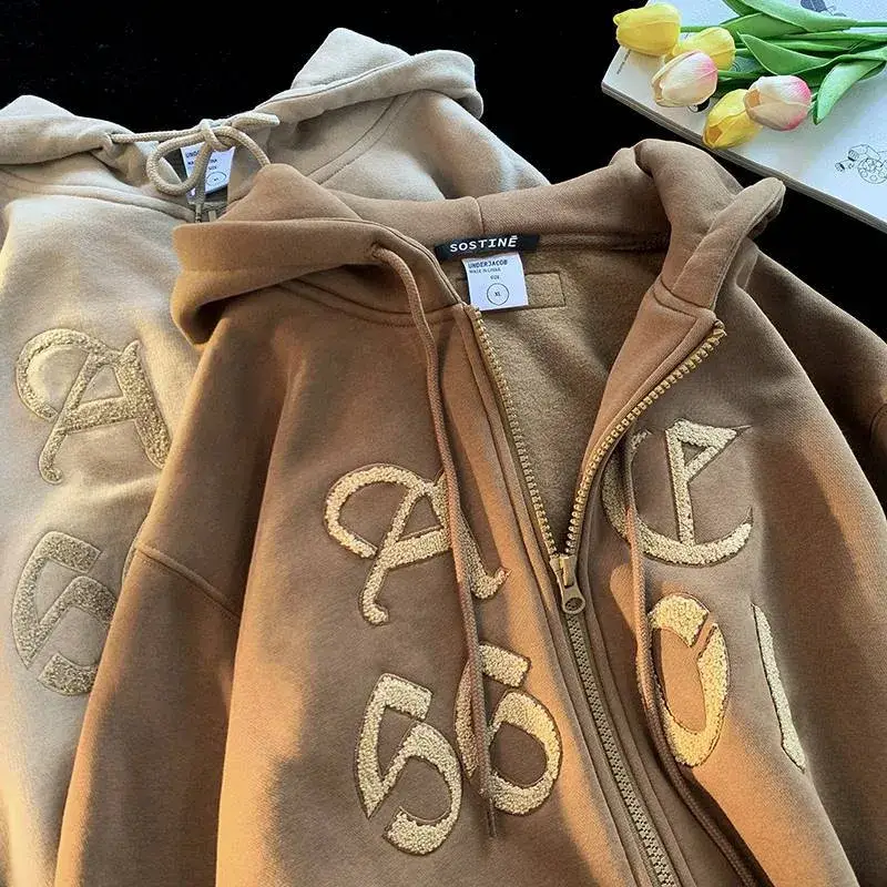 Áo hoodie thêu chenille tùy chỉnh kích thước lớn, thiết kế thời trang nặng trọng và tiện ích