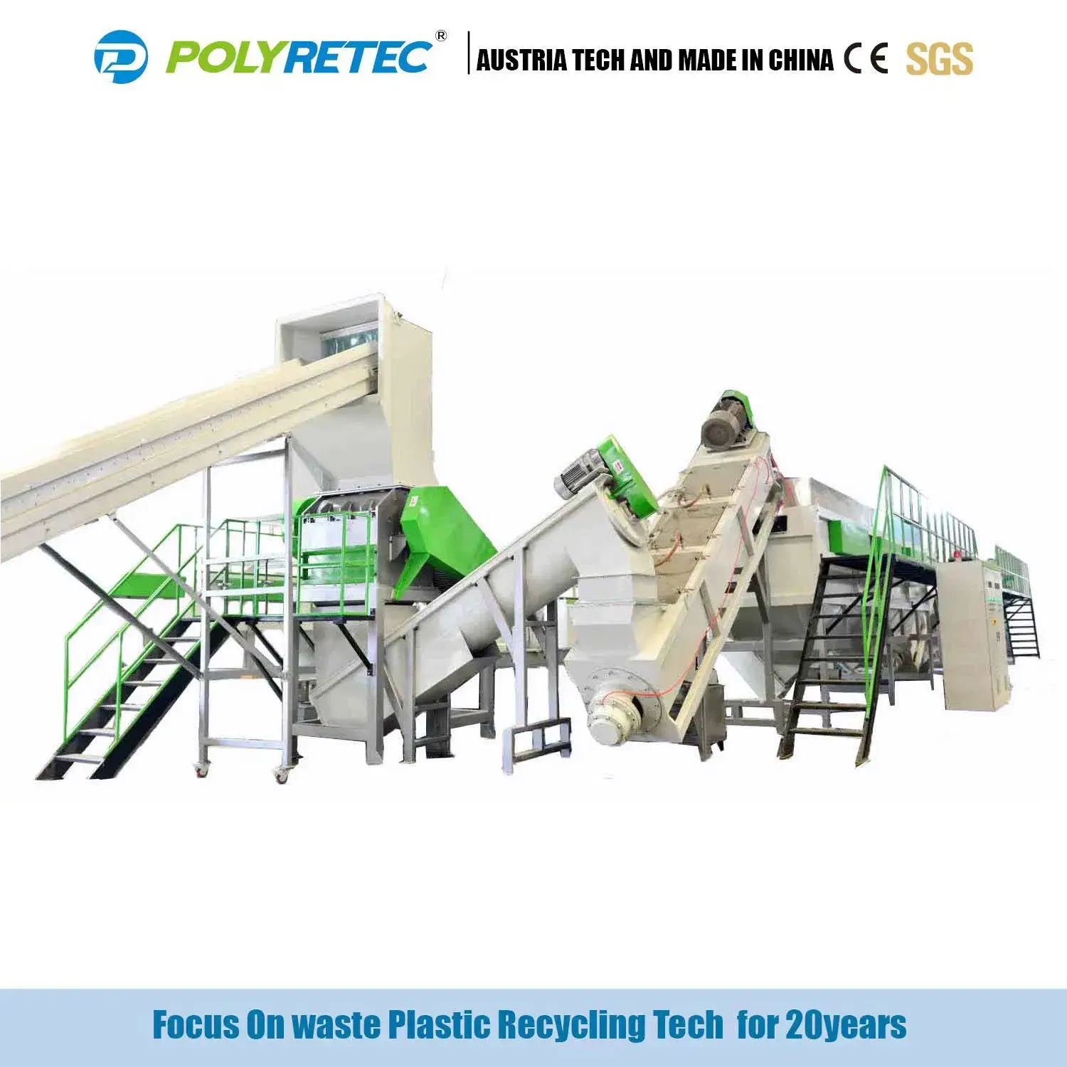 Máy tái chế chai nhựa HDPE/PP/PE 300kg-2000kg/h hoạt động tự động, đạt chuẩn CE