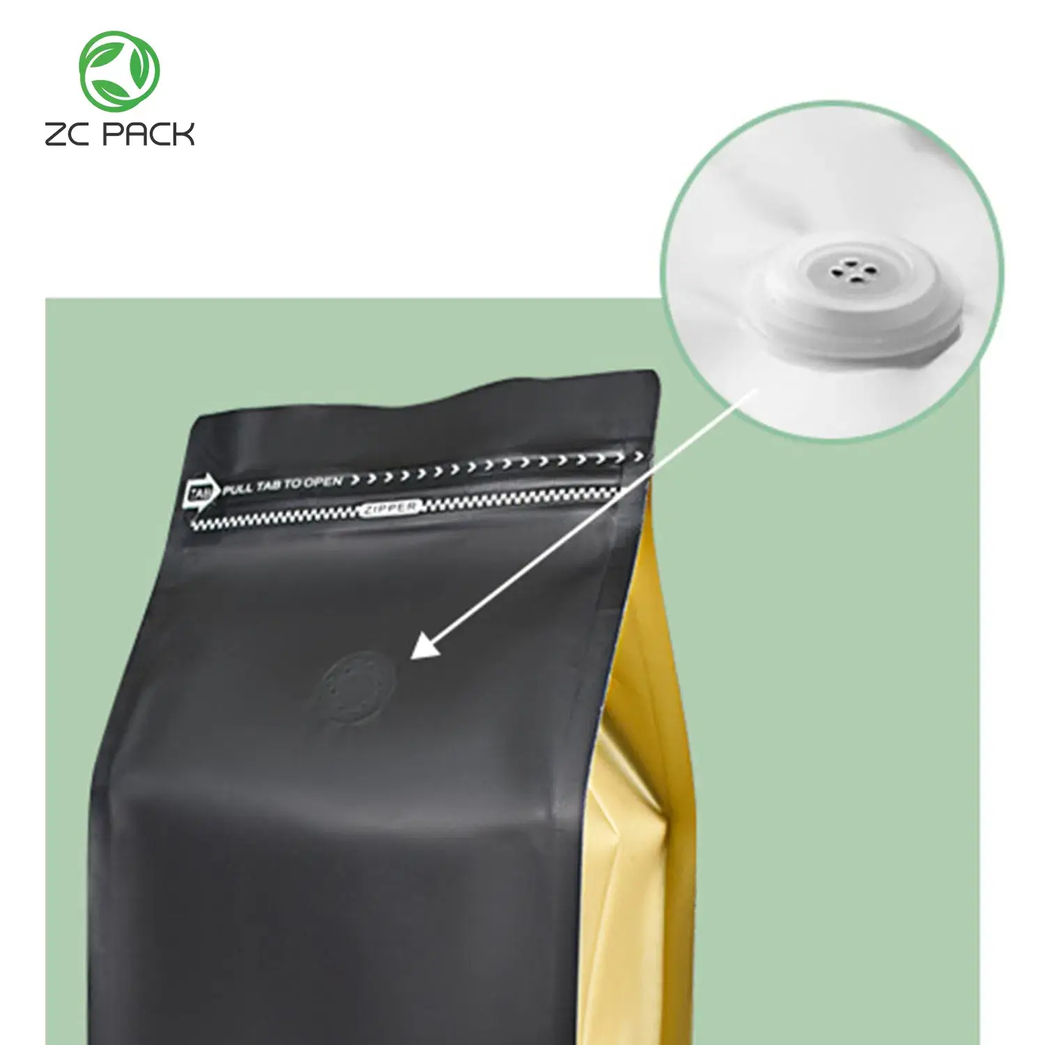 Bao bì túi đứng đáy phẳng nhựa Mylar cao cấp có khóa zip tùy chỉnh và logo riêng, bên trong là lớp nhôm, sử dụng để đóng gói thực phẩm, trà, hạt, cà phê
