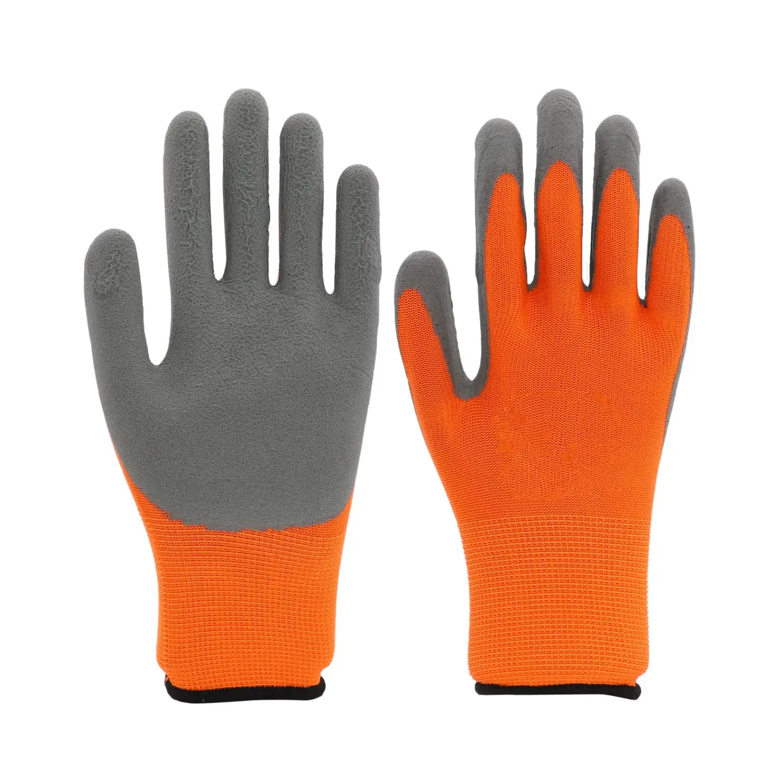 Găng tay bảo hộ được làm từ polyester lót thoáng khí, chống mài mòn với phủ latex xếp ly