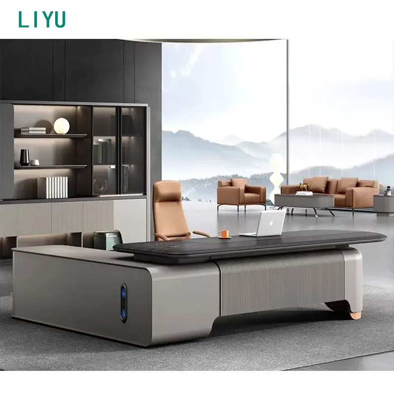 Bàn làm việc da cao cấp cho giám đốc văn phòng, thiết kế hiện đại