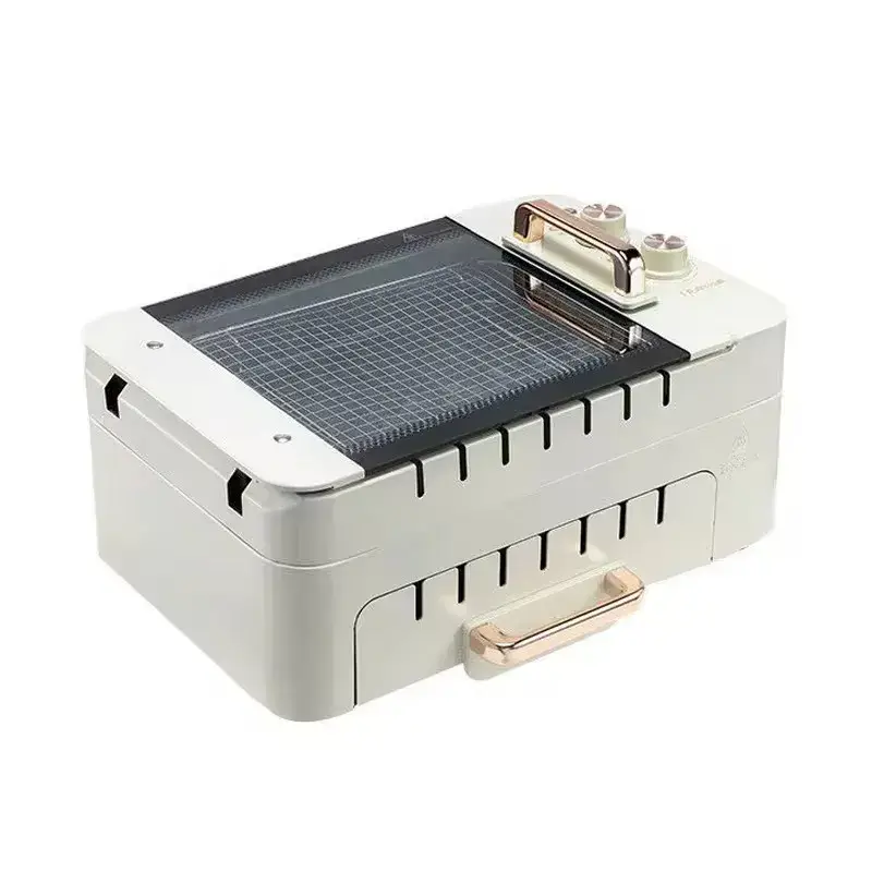 Máy nướng xiên tự động với công nghệ hiện đại, sử dụng lò nướng điện không gây khói cho không gian bếp