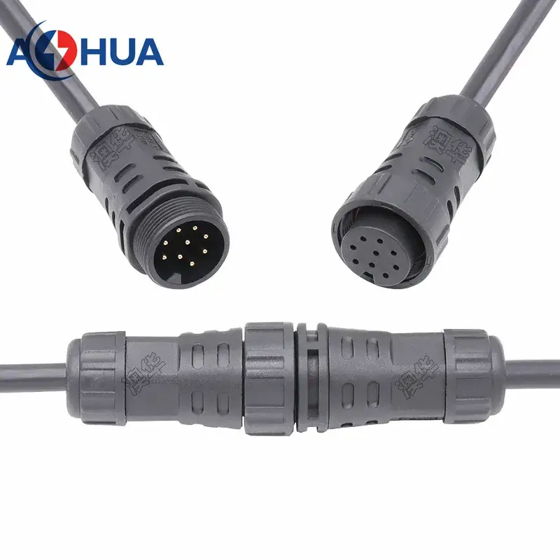 Đầu nối cáp Aohua M25 loại cố định bằng vít, chống nước IP68 300V nam điện 25A đến nữ dây nguồn