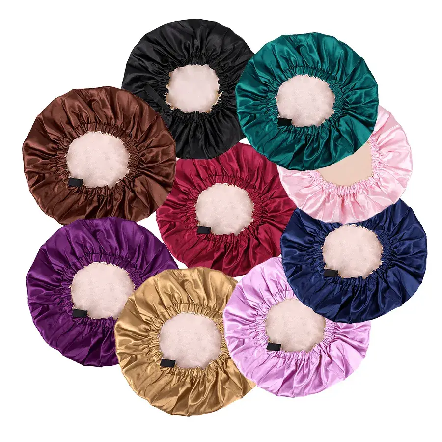 Mũ ngủ satin bán buôn hai lớp, dây đàn hồi điều chỉnh với logo tùy chỉnh - Sản phẩm chất lượng cao