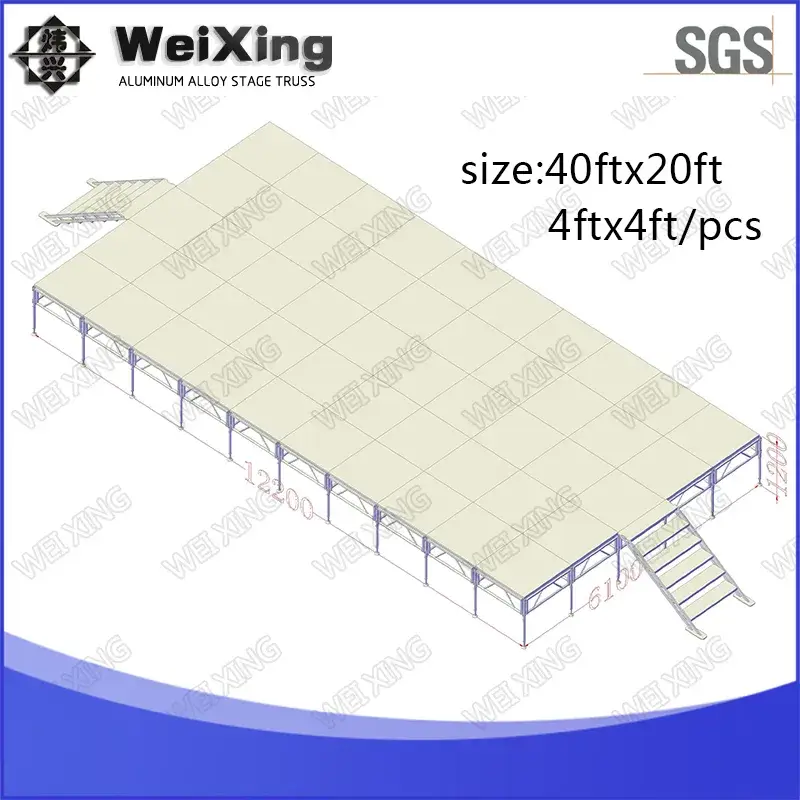 Sân khấu cưới cao cấp 40X20FT từ hợp kim nhôm với hệ thống ánh sáng tinh tế
