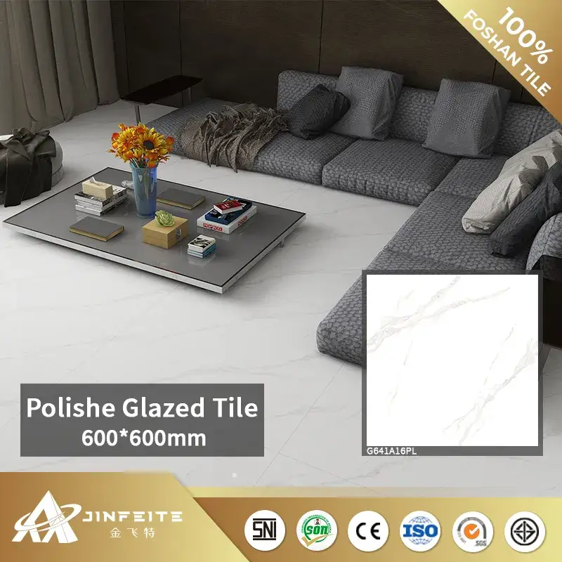 Gạch đá cẩm thạch trắng Carrara 600*600mm, Thiết kế mới từ Nhà máy chất lượng Foshan, Giá bán sỉ