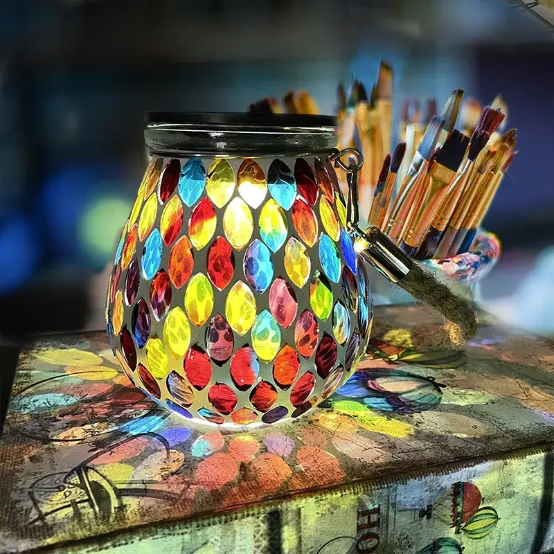 Đèn lồng gốm mosaic năng lượng mặt trời chất lượng cao dành cho không gian ngoại thất