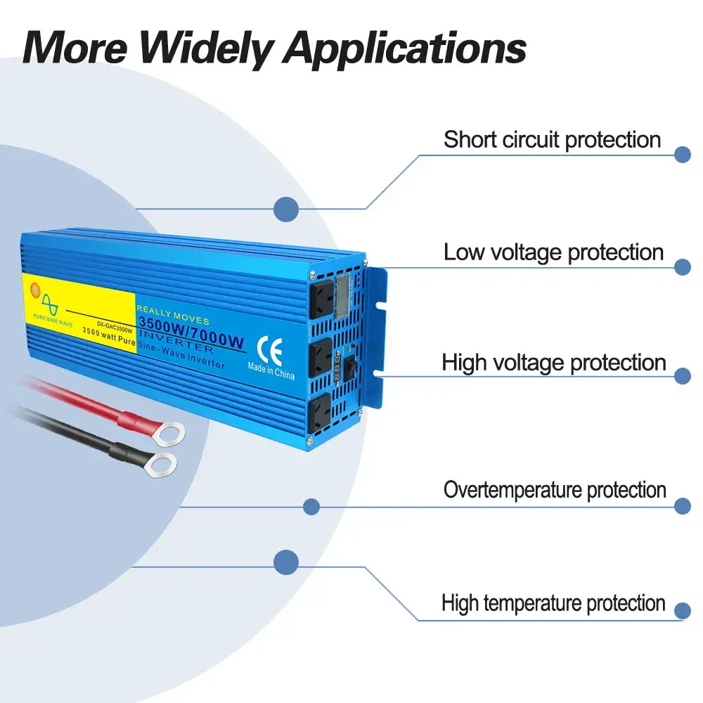 Vận hành liên tục của bộ biến tần Evergrn 3kw 3000W 3500W 7000W với ổ cắm Au 12V đến 220V