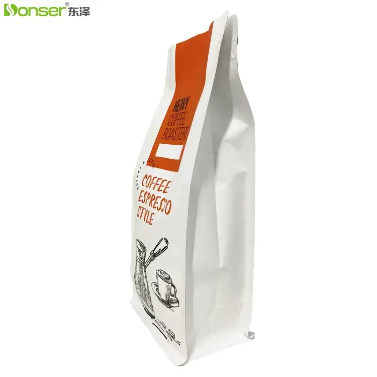 Túi lưu trữ cà phê chất lượng cao, 800g, tùy chỉnh 8 Túi nhựa ziplock bên hông