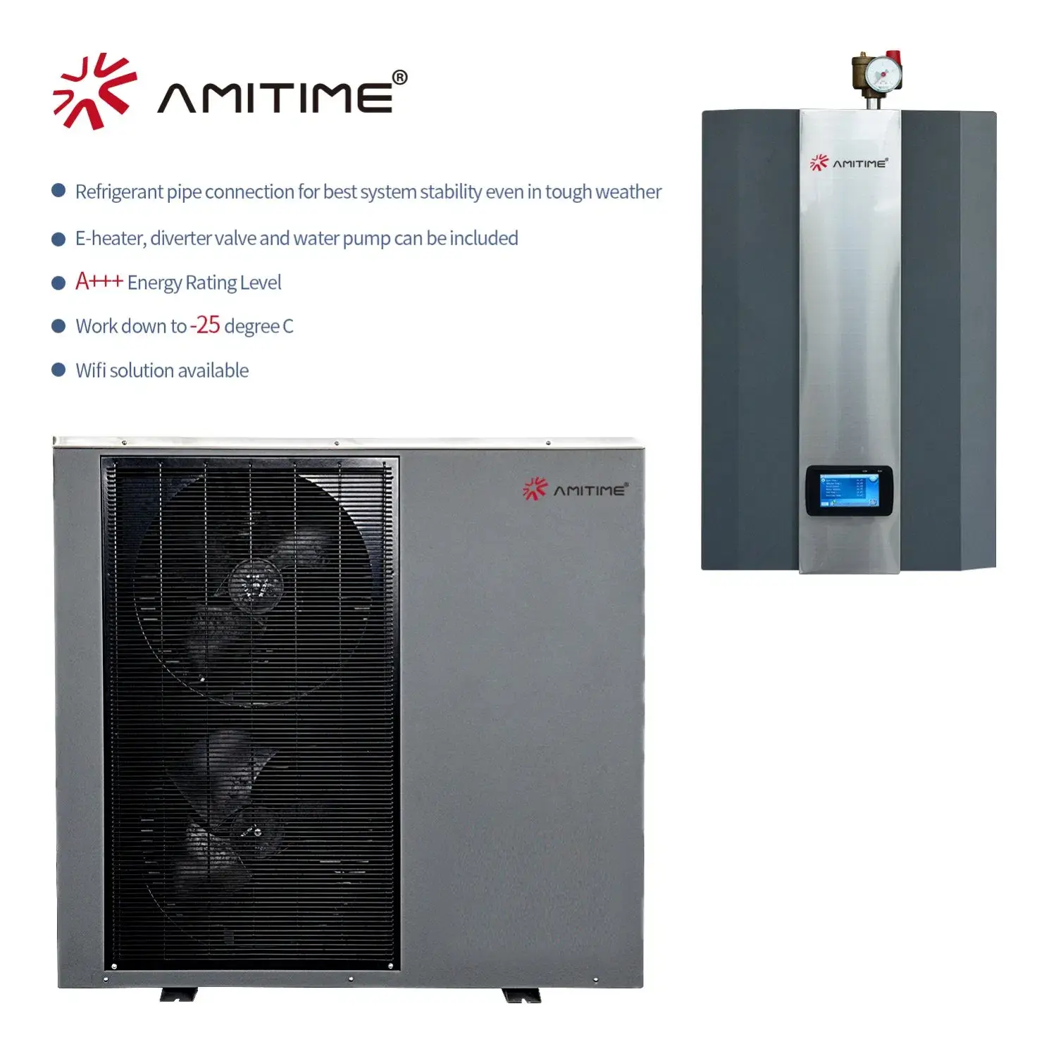 Bơm nhiệt Mitsubishi Amitime với chất lượng ISO9001, đóng gói bằng hộp carton và pallet gỗ