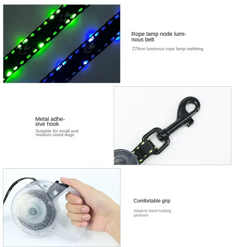 Dắt Chó Ban Đêm với Dây Dắt Chó LED Phát Sáng