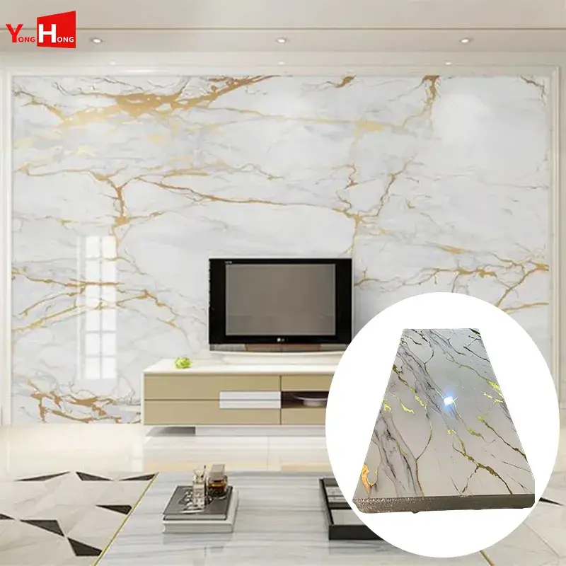 Tấm ốp tường trang trí chất lượng cao từ nhựa PVC/UV giả đá cẩm thạch dùng trong xây dựng