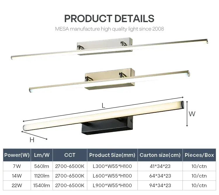 Ánh Sáng Phòng Tắm LED Chống Nước IP20 IP44 Cho Đèn Gương