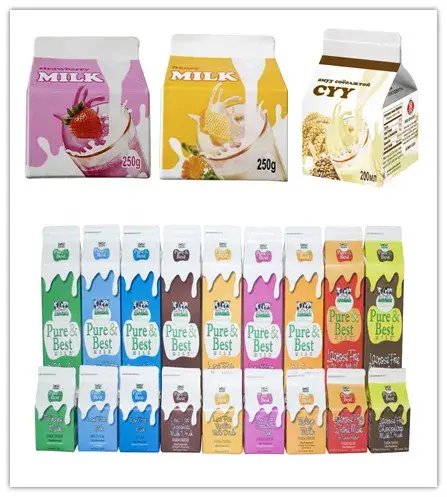 Đồ uống sữa chua phô mai kem, vi khuẩn Lactobacillus và nước trái cây trong bao bì hộp giấy