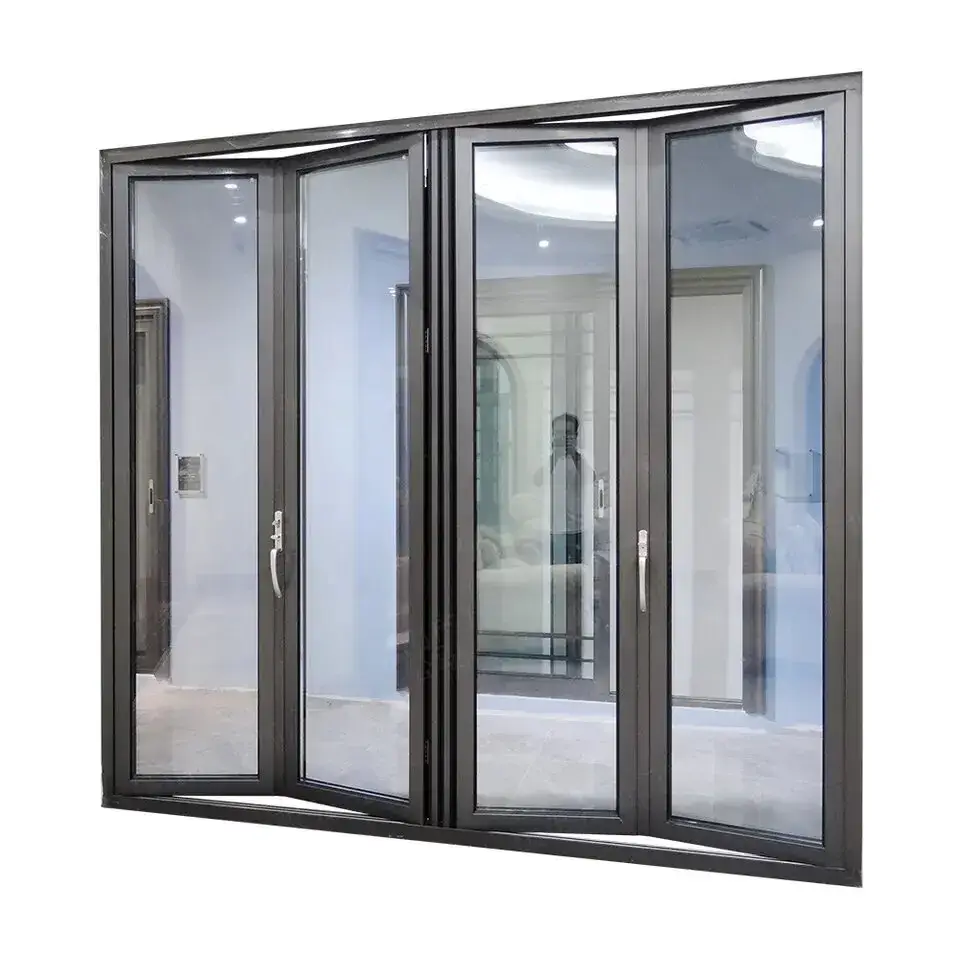 Cửa nhôm cách nhiệt hai lớp trượt và gấp cho sân vườn