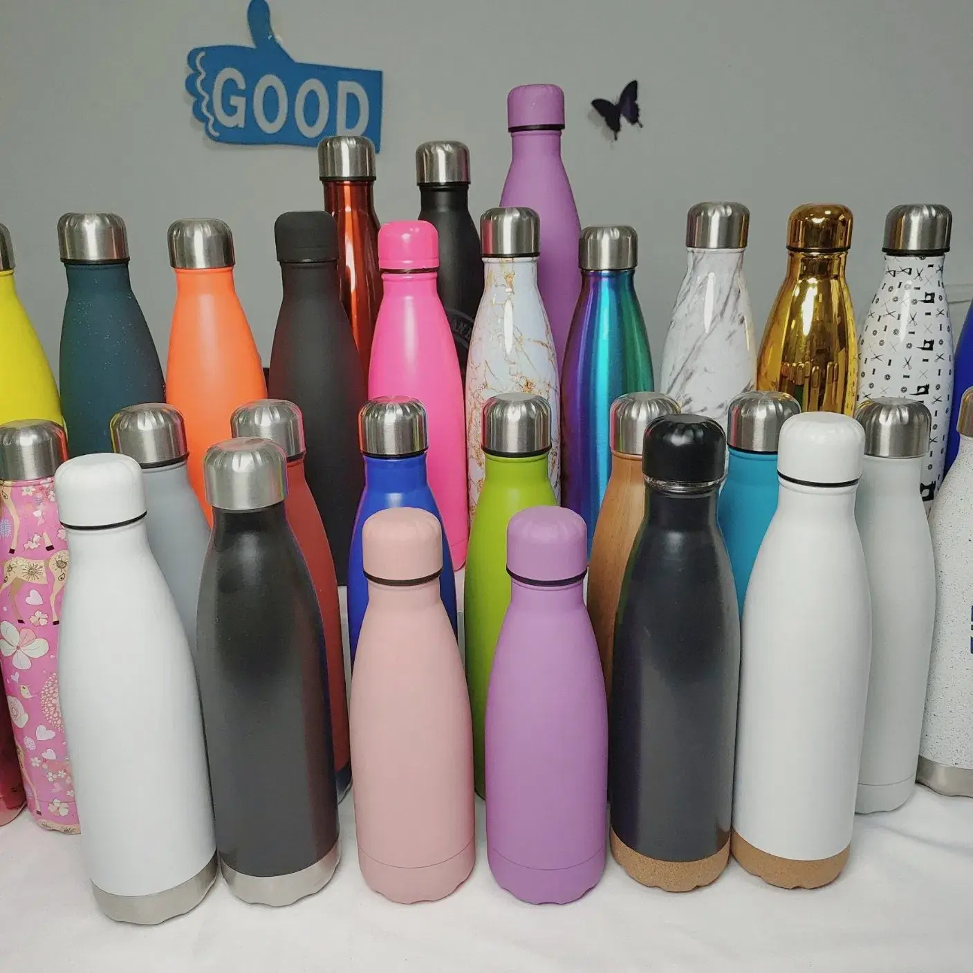 Bình giữ nhiệt hai lớp logo tùy chỉnh 500ml 750ml cách nhiệt, hình dạng cola thép không gỉ