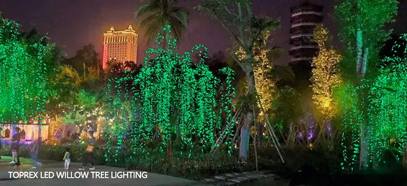 Cây liễu nhân tạo LED xanh với hiệu ứng lá rụng tự nhiên hình ảnh 8-description