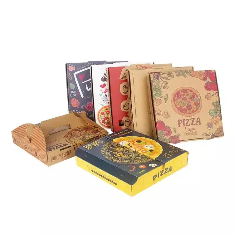 Hộp pizza in logo theo yêu cầu, thiết kế hình chữ nhật, an toàn với môi trường, hộp pizza đựng để mang về