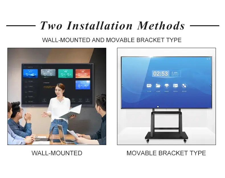 Màn hình tương tác thông minh kích thước 98 - 110 inch cho công tác giáo dục và hội nghị với hiển thị đa điểm tùy chỉnh