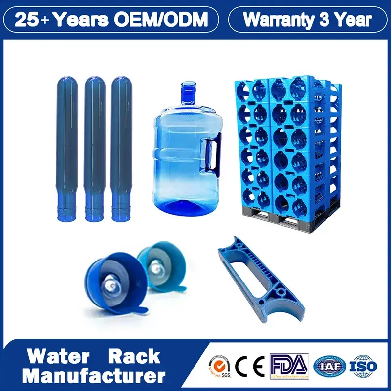 Bình nước 5 gallon làm từ chất liệu nhựa PET trong suốt, có thể tùy chỉnh màu sắc với nắp và tay cầm nhựa