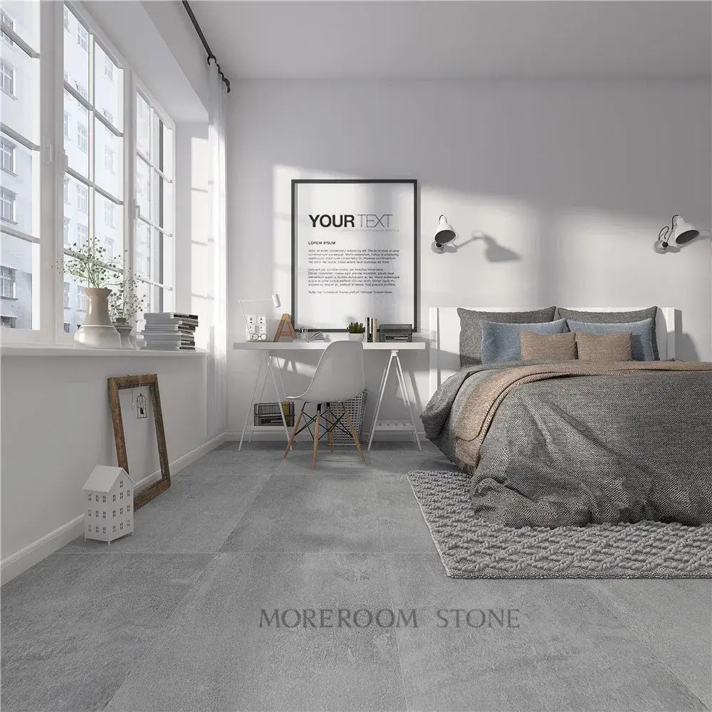 Căn hộ thiết kế đặc biệt với sàn porcelain xi măng xám hiện đại