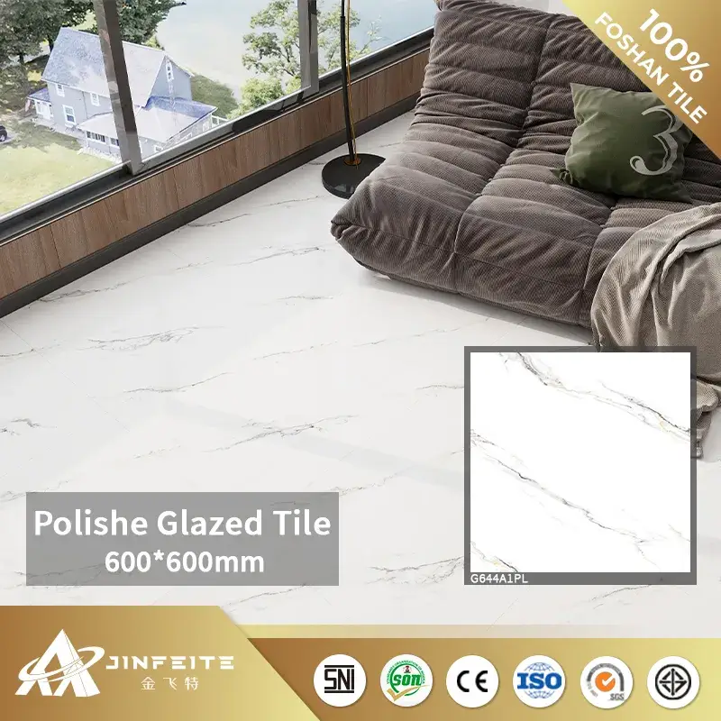 Gạch đá cẩm thạch trắng Carrara 600*600mm, Thiết kế mới từ Nhà máy chất lượng Foshan, Giá bán sỉ