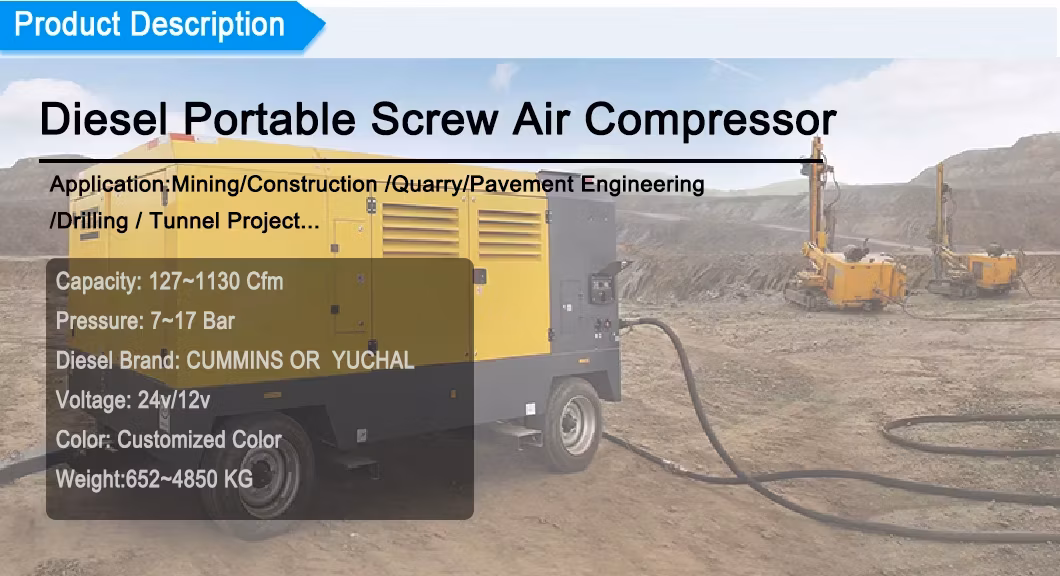 Máy nén khí diesel hạng nặng 353cfm phù hợp cho thiết bị máy xúc hình ảnh 8-description