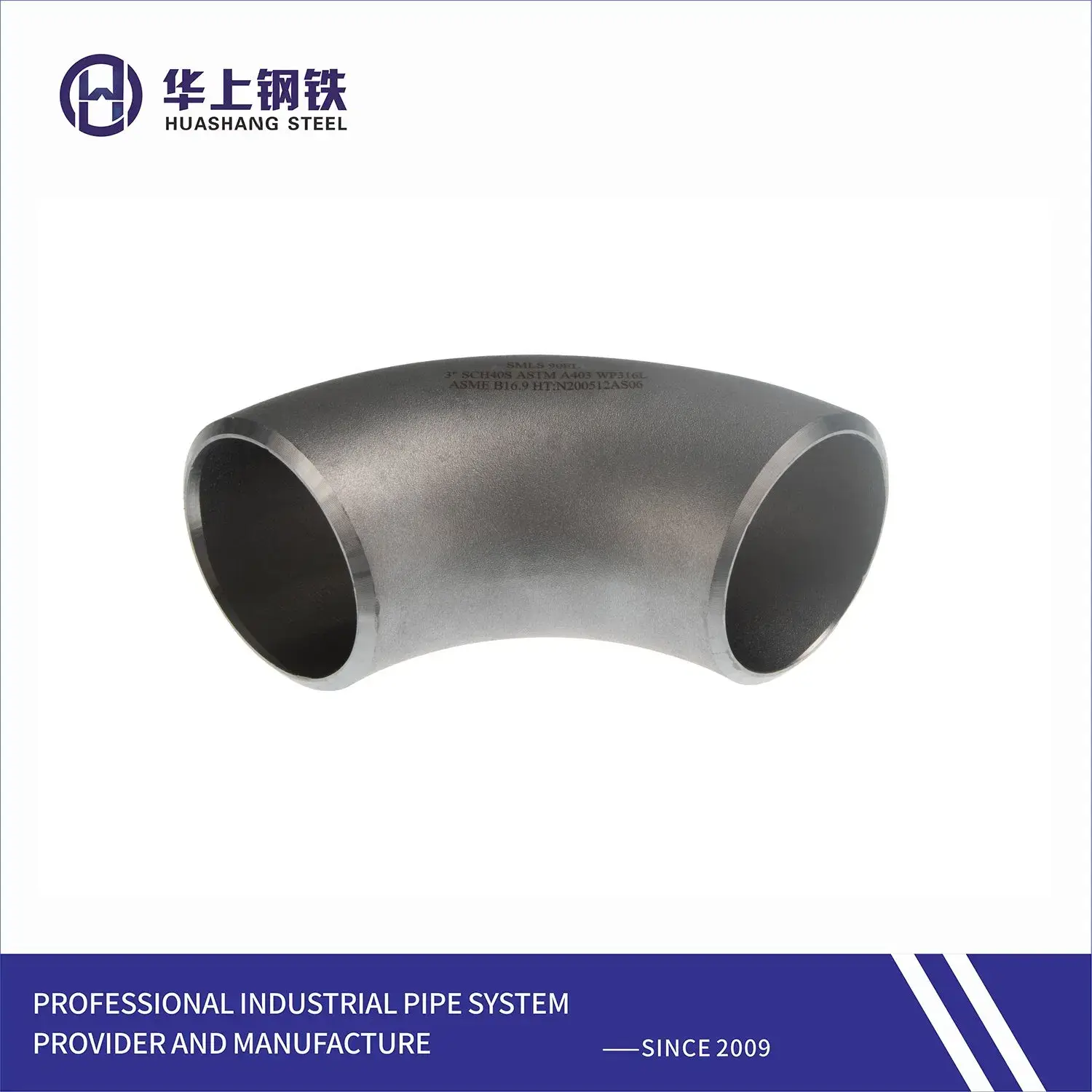 Phụ kiện hàn mặt bích SUS304 316 không gỉ Bw Lr 90 độ Sch10 Sch40 - Khớp nối không hàn cho ống không gỉ