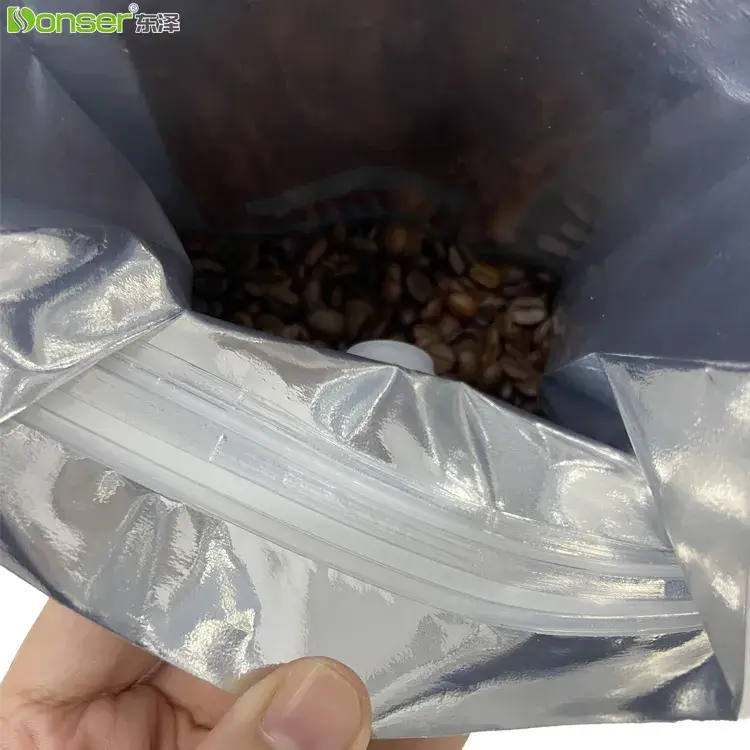 Túi lưu trữ cà phê chất lượng cao, 800g, tùy chỉnh 8 Túi nhựa ziplock bên hông