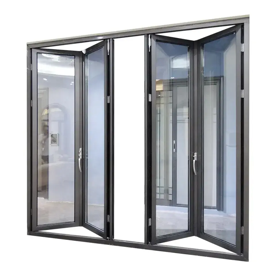 Cửa nhôm cách nhiệt hai lớp trượt và gấp cho sân vườn
