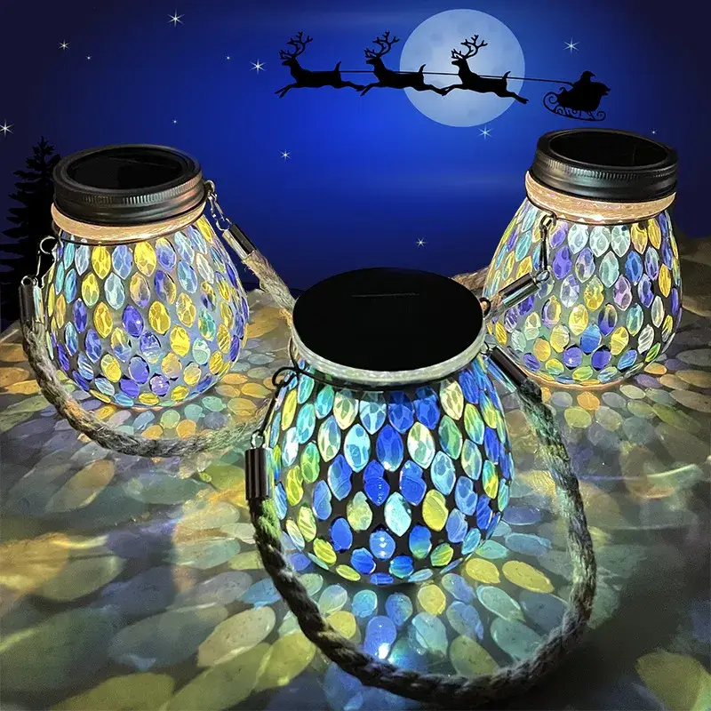 Đèn lồng gốm mosaic năng lượng mặt trời chất lượng cao dành cho không gian ngoại thất