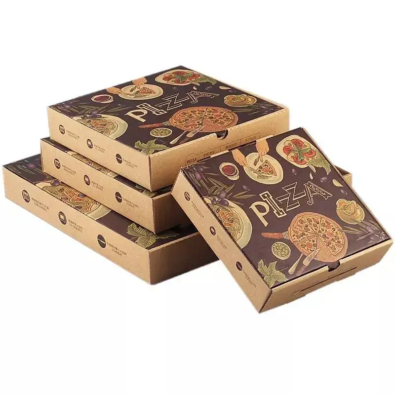 Hộp pizza in logo theo yêu cầu, thiết kế hình chữ nhật, an toàn với môi trường, hộp pizza đựng để mang về