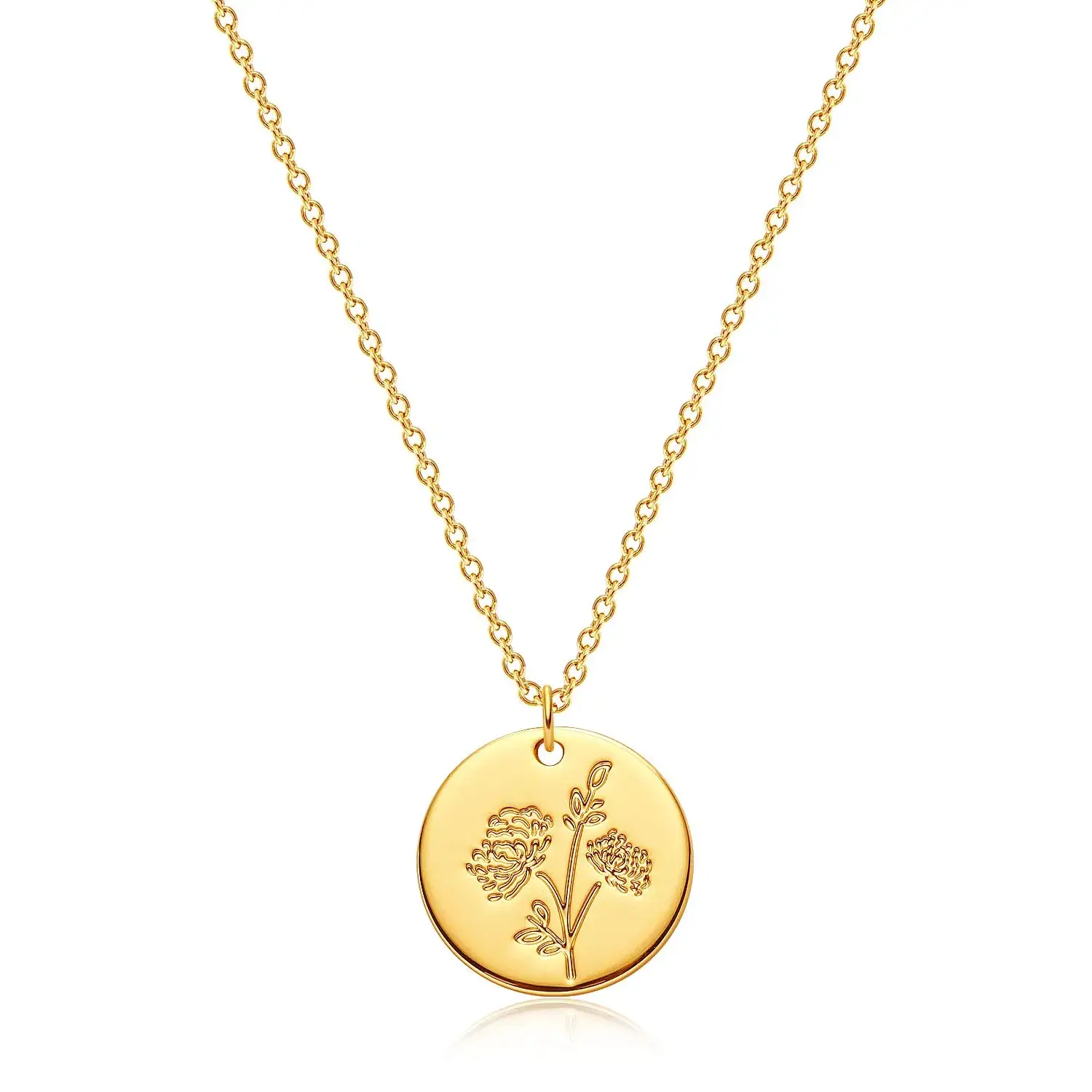 Dây chuyền mặt đĩa hoa tùy chỉnh và cá nhân hóa, chất liệu vàng 18K