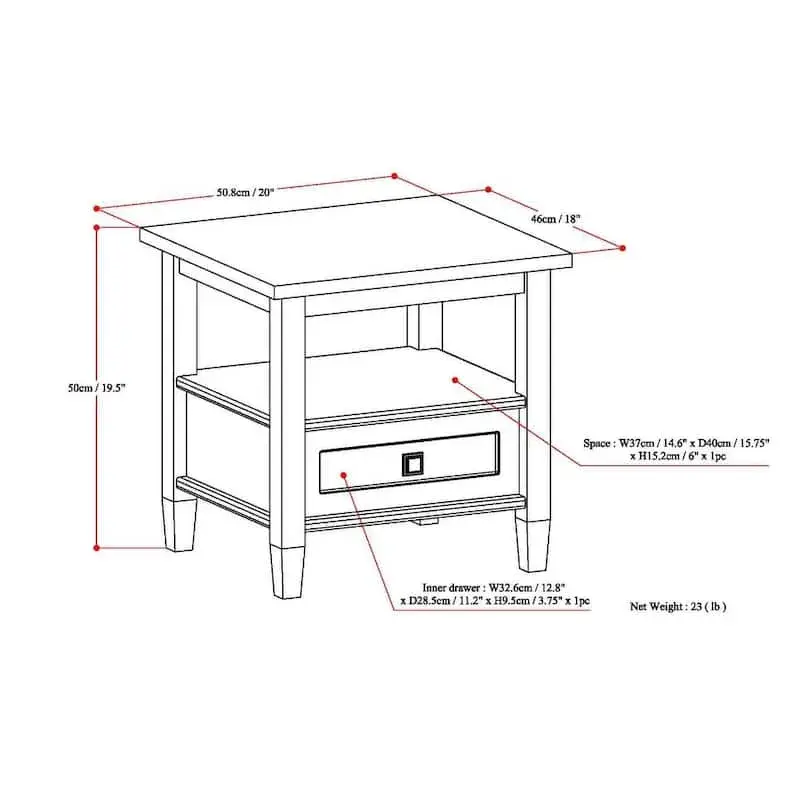 Bàn cạnh hình chữ nhật rộng 20 inch làm từ gỗ tự nhiên chất lượng cao