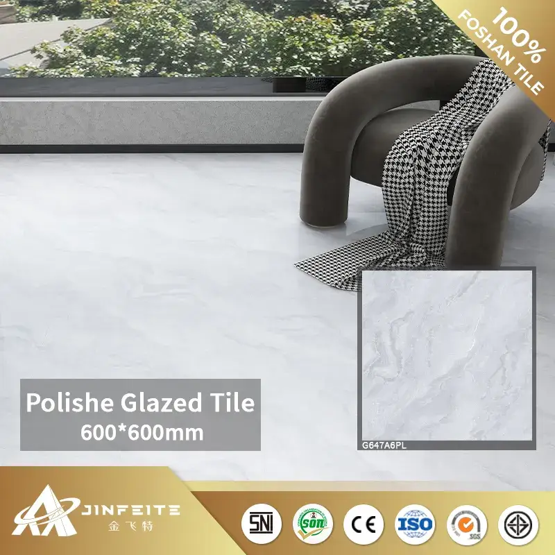 Gạch đá cẩm thạch trắng Carrara 600*600mm, Thiết kế mới từ Nhà máy chất lượng Foshan, Giá bán sỉ