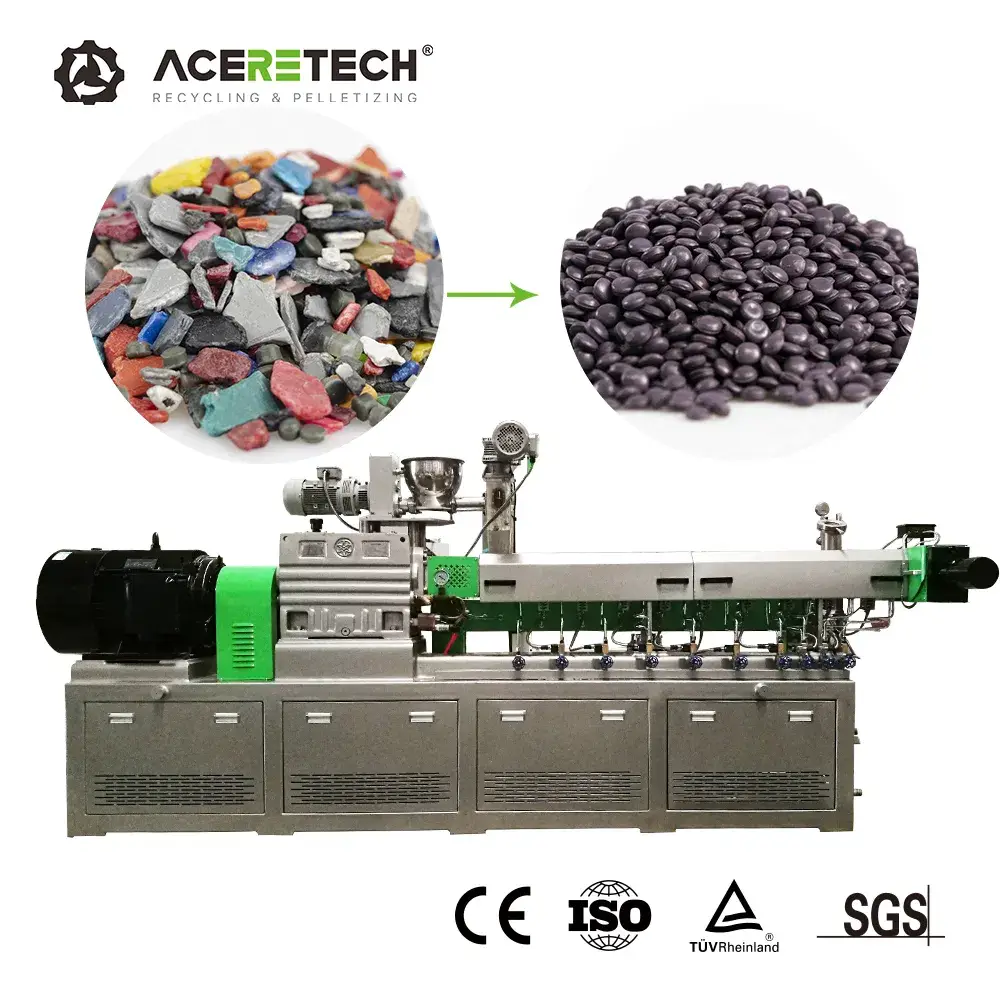 Máy tạo hạt chất lượng cao Aceretech CaCO3 cho nguyên liệu tái chế nhựa bị nghiền