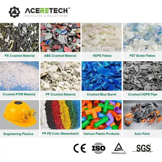 Máy tạo hạt chất lượng cao Aceretech CaCO3 cho nguyên liệu tái chế nhựa bị nghiền